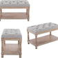 Grey Tufted Upholstered Storage Ottoman Bench Shelf
