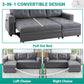 L Shaped Sectional Sleeper Sofa With USB Ports Gray Leather
