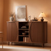 Walnut 59 Inches Curved Contemporary Buffet Cabinet