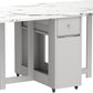 White Folding Extendable Dining Table Marble Storage