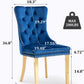 Blue Velvet Dining Chair Set Of 2 With Tufted Nailhead Trim
