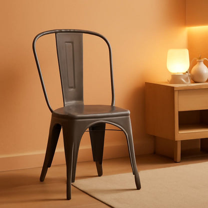 Tolix Style Metal Dining Chair 18 Inch Stackable Set Of 4