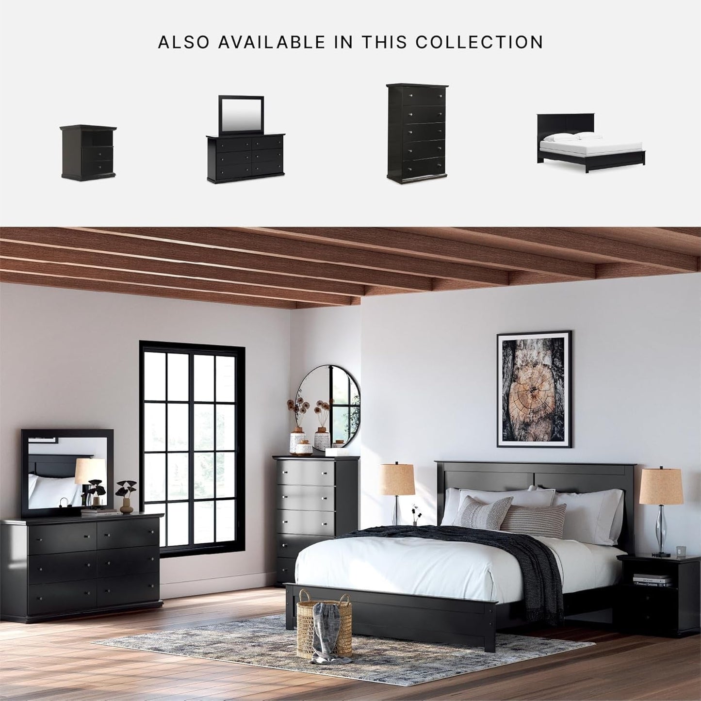 Ashley Maribel Full Panel Bed Black Matte Finish Coated