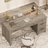 53Inch Rustic Farmhouse Desk With Charging Station
