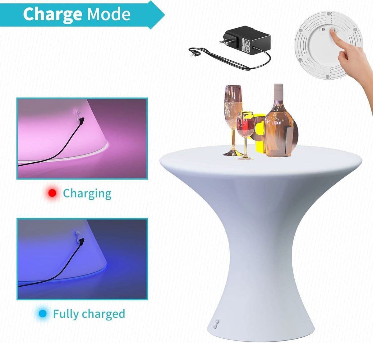 Rechargeable LED Hourglass Cocktail Table With Remote
