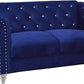 Royal Blue Crystal Tufted Velvet Sofa and Loveseat Set