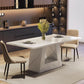 63 Inch White Faux Marble Dining Table Rectangular