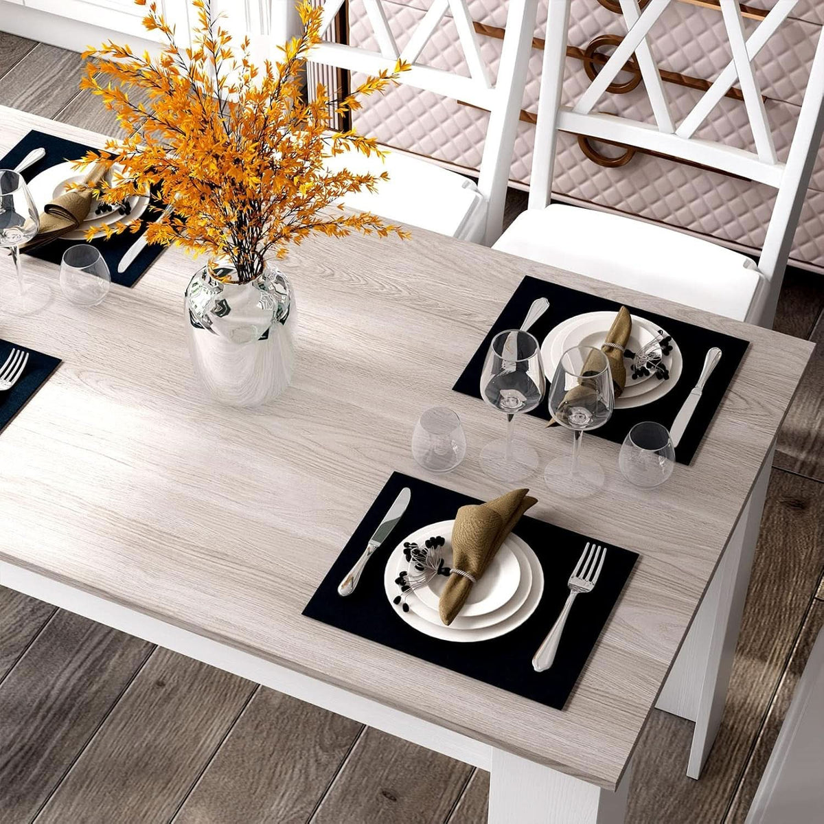 Wooden Dining Table For Four 47 By 28 Inches White Gray
