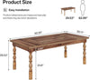 Sixty Two Inch Farmhouse Dining Table Wood Rectangular Modern