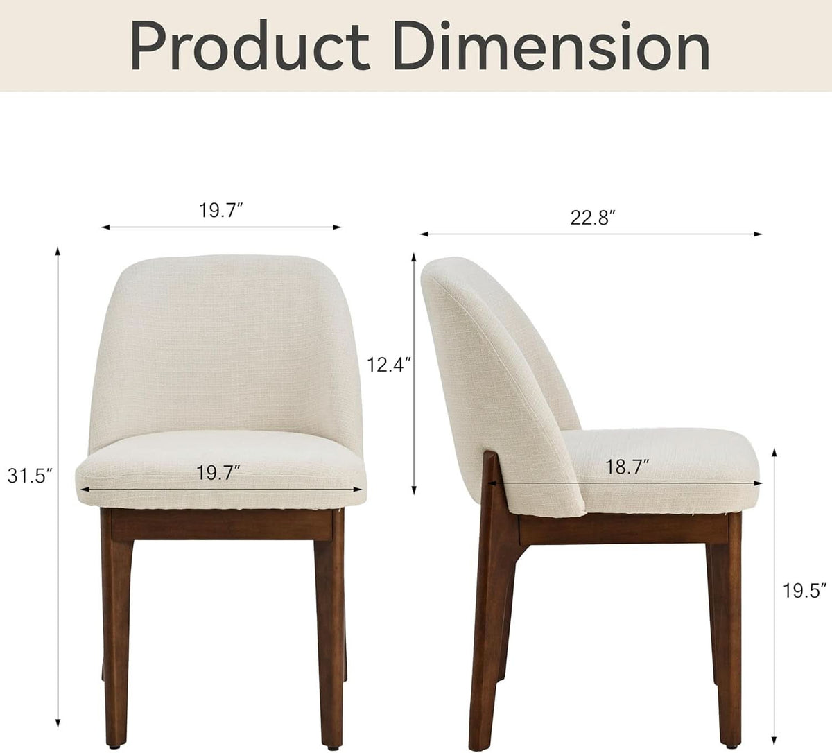 Beige Upholstered Dining Chairs Set With Rubberwood