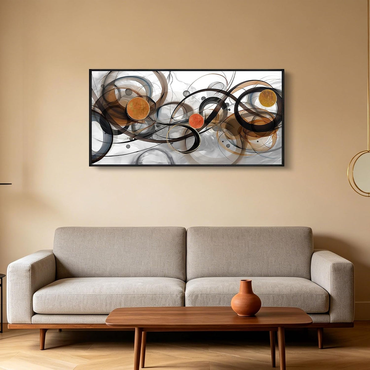 Charcoal Brown Abstract Wall Art Canvas 40X20 Inches