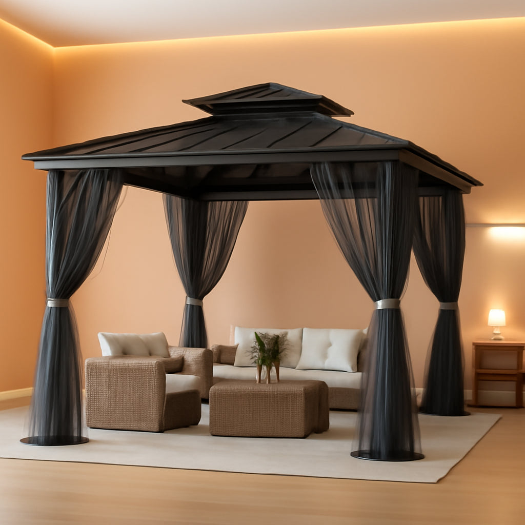 10x10 Hardtop Gazebo Aluminum Frame Outdoor Weatherproof
