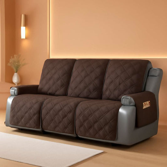 Waterproof Three Seater Recliner Sofa Cover Chocolate