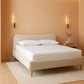 Queen Upholstered Platform Bed With Oatmeal Chenille