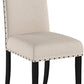 Tan Fabric Dining Chairs With Nailhead Trim Set Of 2