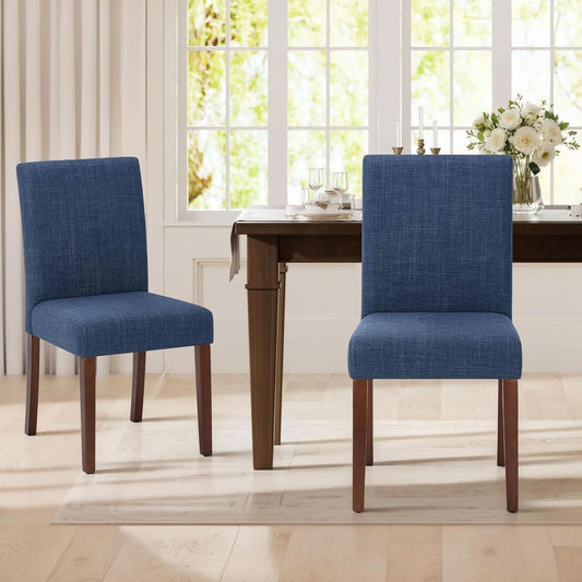 Blue Upholstered Parsons Dining Chairs Contemporary Set