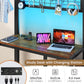 Twin Over Twin Bunk Bed With Desk Integrated LED Lighting