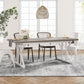 Farmhouse 6 Person Dining Table 70.8 Inch Grey Wood Table