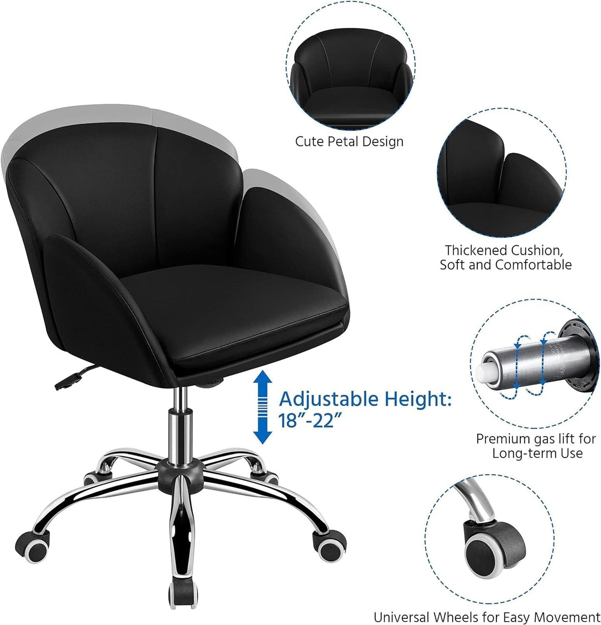 Black Velvet Upholstered Swivel Desk Chair For Office
