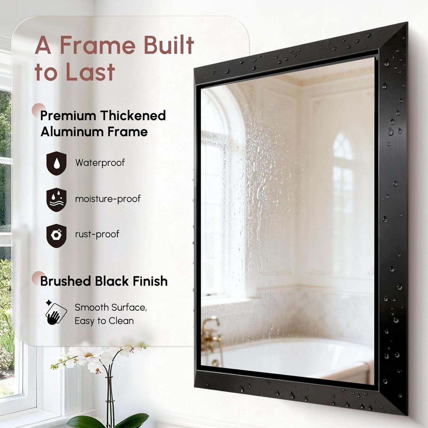 24X32Inch Beveled Aluminum Framed Mirror Brushed Black