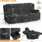 Gray Loveseat Recliner Sofa With Flip Middle Backrest
