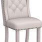 Beige Linen Tufted Wingback Upholstered Dining Chairs