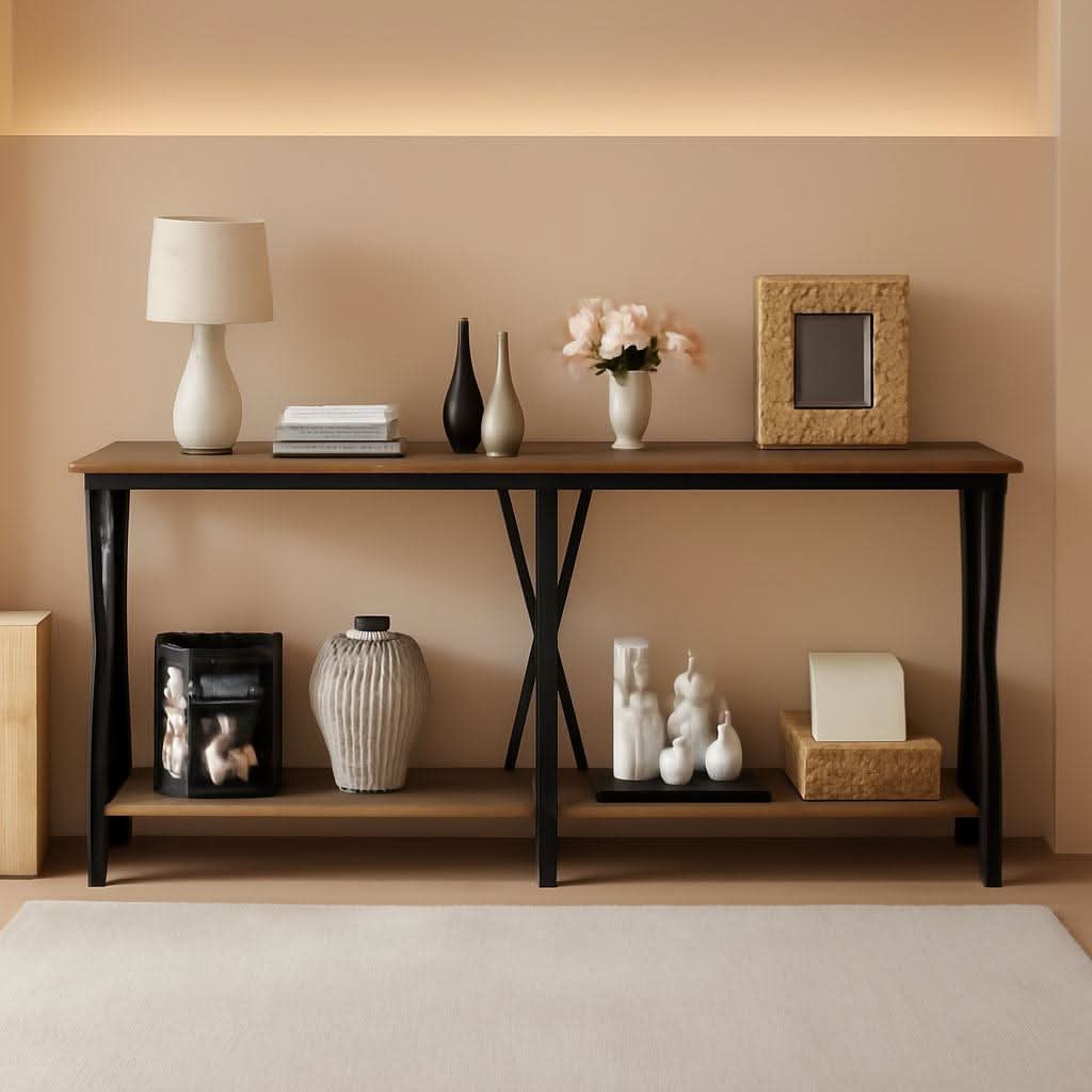 Sofa Console Table 70.9 Inch Industrial Grade Brown