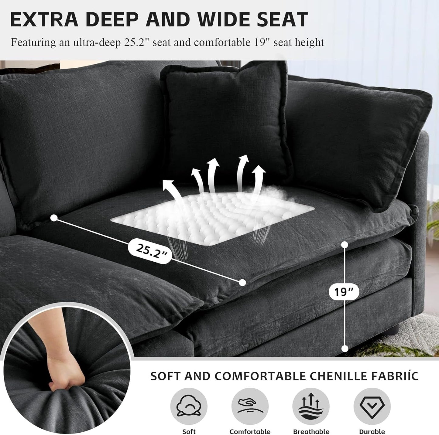 Grey Modular Sectional Sofa With Flexible Configuration