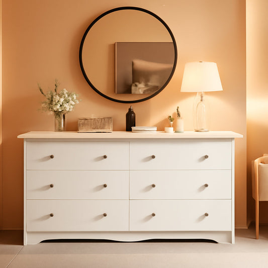 White 58 Inch Contemporary Wooden Dresser Organizer