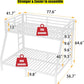 White Full Size Durable Premium Quality Bunk Bed Frame