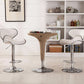 White Cushioned Leatherette Barstool Set Of 2 Adjustable Height Swivel