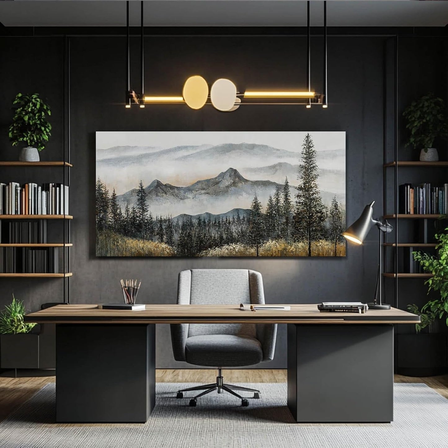 Green Forest Contemporary Wall Art 24x48 BohemianDecor