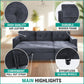 Gray Microfiber L Shape Sleeper Sofa With USB Ports Storage