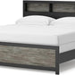 King Bed Frame With Bookcase Headboard Warm Gray Matte Black