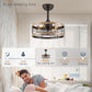 16.5 Inch Rustic Brown Caged Ceiling Fan With Light