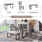 6 Piece Rustic Wood Dining Table Set With Bench And Chairs