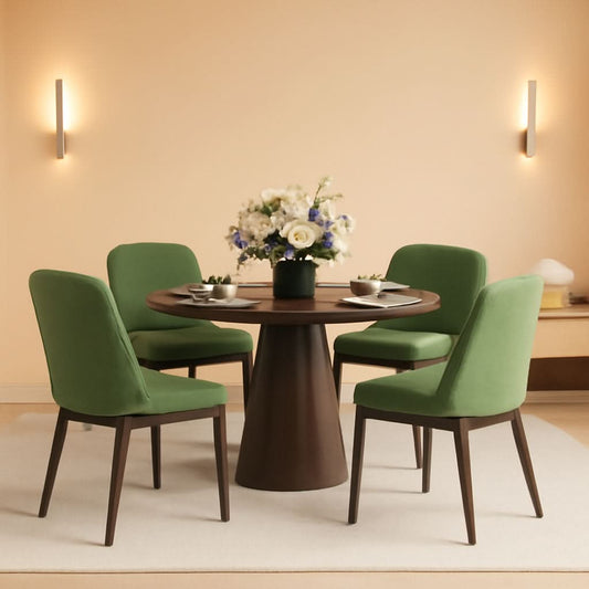 Green Upholstered Dining Chairs in Farmhouse Style
