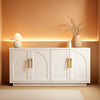 59-Inch Arched Buffet Cabinet Beige Finish With Adjustable Shelves