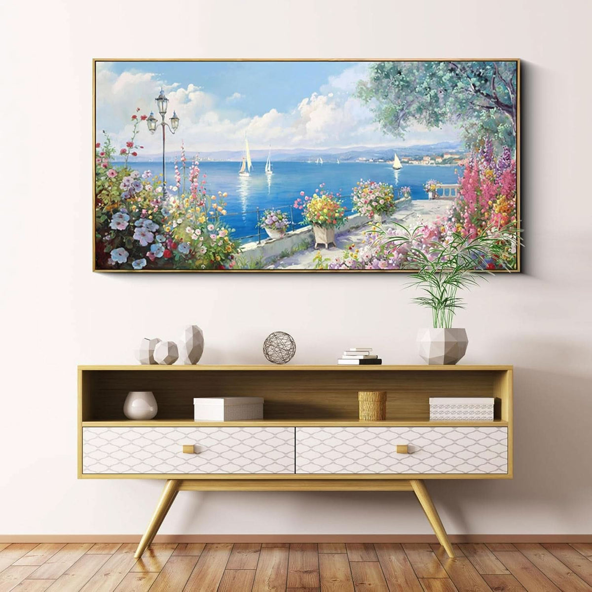Ultramarine Coastal Seascape Canvas Wall Art 58x29
