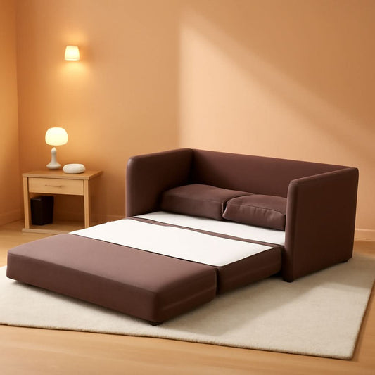 Brown Modern Loveseat Sleeper Sofa Bed For Small Spaces