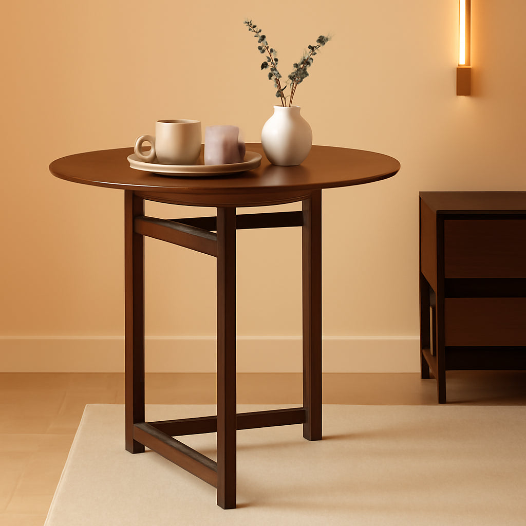 Walnut 31.5 Inch Folding Dining Table Compact Space Saver