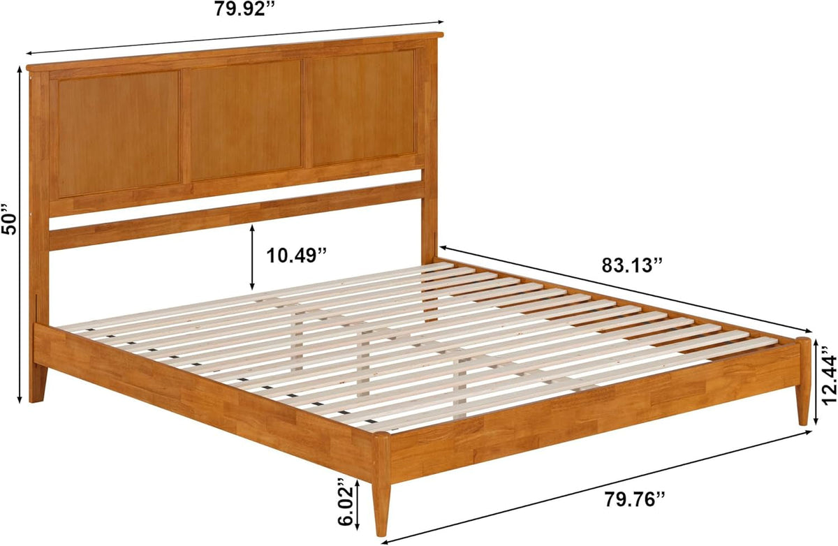 Charlotte King Solid Hardwood Platform Bed Hazelnut