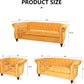 Three Piece Mango Velvet Chesterfield Sofa Set With Club Chair And Loveseat For Living Room