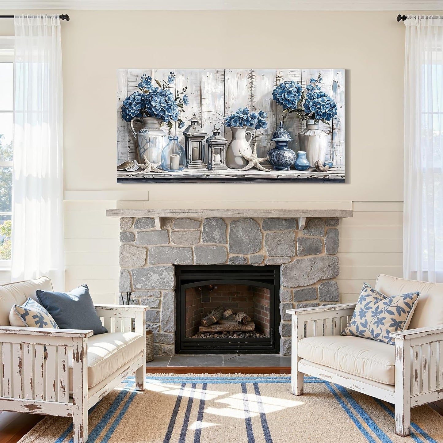 Blue Hydrangea Floral Wall Art Gallery Canvas Artwork