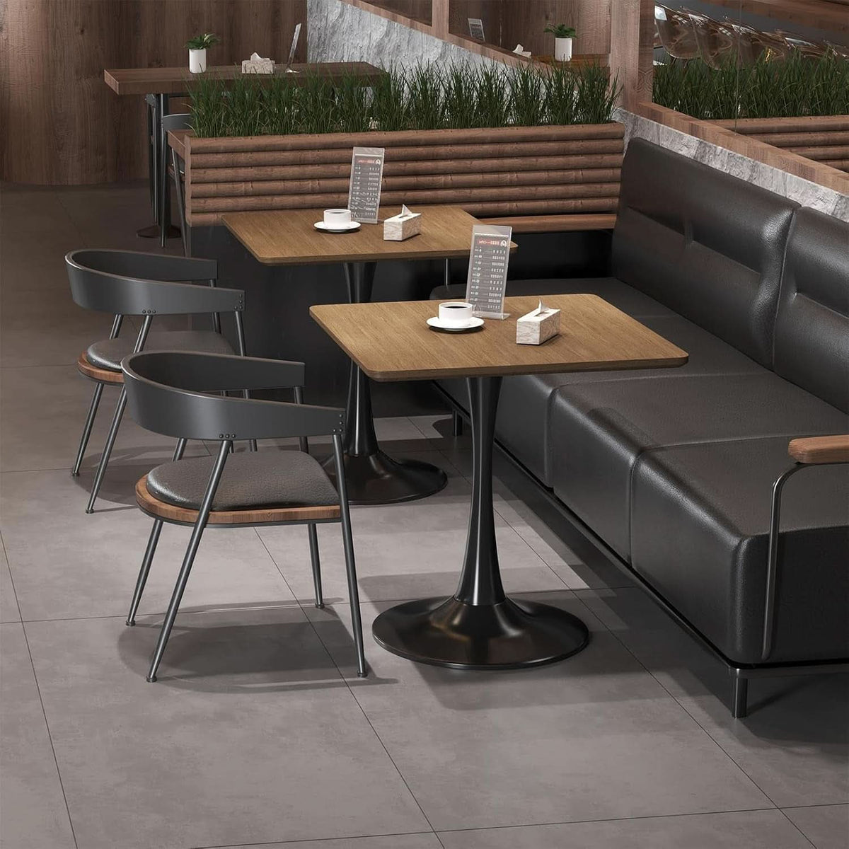 Walnut Finish Tulip Contemporary Dining Table For Two