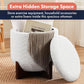 White Elegant Round Ottoman With Concealed Storage