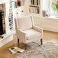 Beige Chenille Upholstered Wingback Chair With Wood
