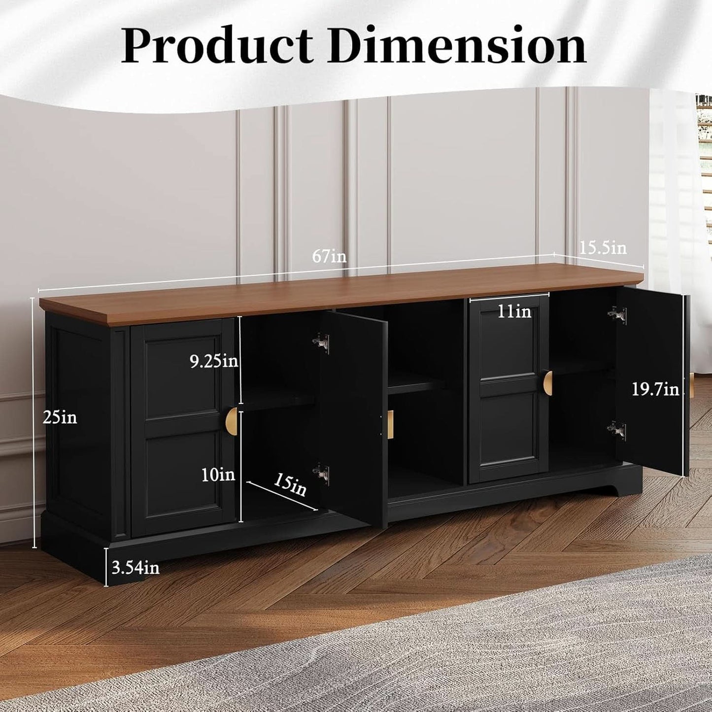67 Inch TV Stand Entertainment Center Featuring Storage