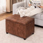 Leather Storage Ottoman Bench 24 Inches Rectangular