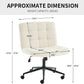 Swivel Faux Fur Armless Desk Chair With Wheels Height Adjustable